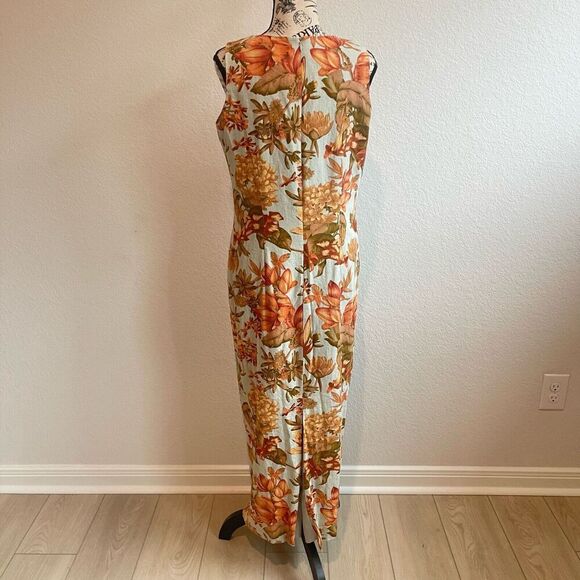 VTG Positive Attitude Long Dress 10 Linen Blend Floral Cottgaecore bohemian - Picture 2 of 10